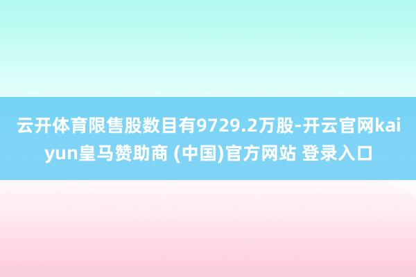 云开体育限售股数目有9729.2万股-开云官网kaiyun皇马赞助商 (中国)官方网站 登录入口