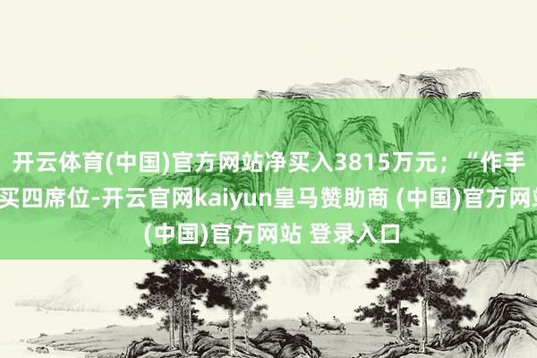 开云体育(中国)官方网站净买入3815万元；“作手新一”位列买四席位-开云官网kaiyun皇马赞助商 (中国)官方网站 登录入口