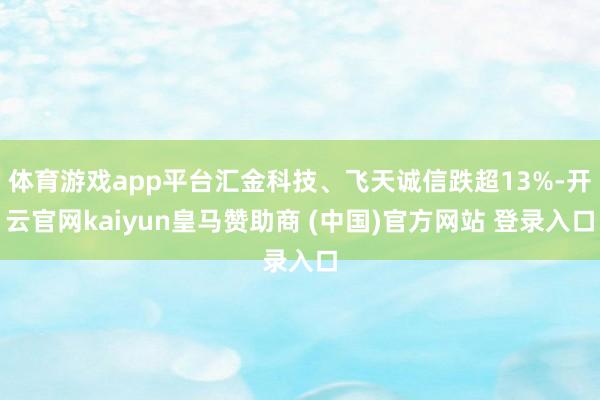 体育游戏app平台汇金科技、飞天诚信跌超13%-开云官网kaiyun皇马赞助商 (中国)官方网站 登录入口
